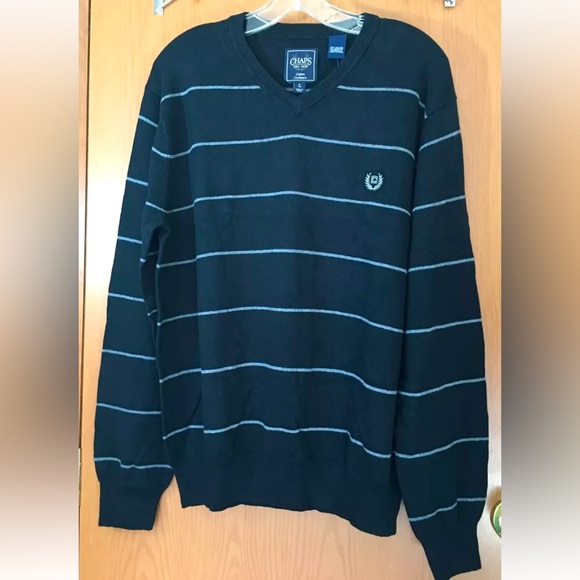 Chaps Sweater NWT Men's Cotton Cashmere Long Sleeve V-Neck Size Large - Picture 1 of 4